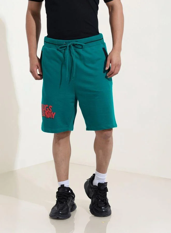 The Indian Garage Co Men Oversized Fit Bugs Bunny Printed Side Pocket Mid-Rise Shorts